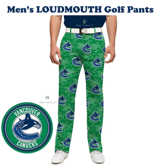 New 34x34 LoudMouth Vancouver Canucks Men's Golf Pants - Picture 1 of 12